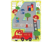 Greeting paper card B6 fire brigade, 1 pc